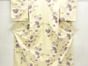 未使用品　橘に菊模様小紋着物